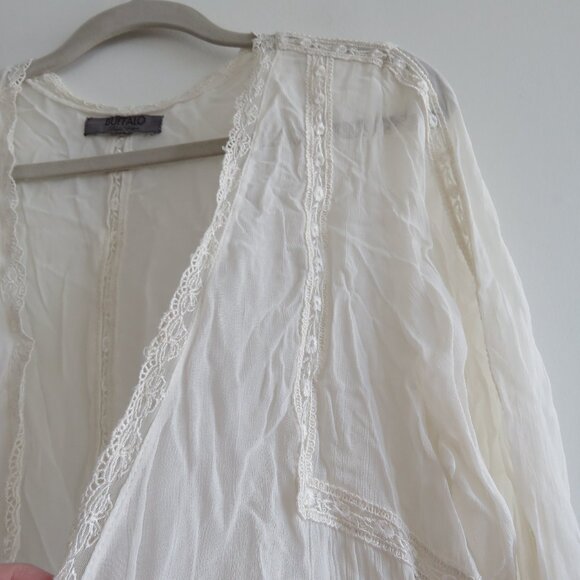 VINTAGE BUFFALO DAVID BITTON Sheer Lace Button Front Top White Y2K Fairy Size M - Picture 11 of 16